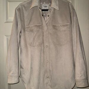 Abercrombie & Fitch Vegan Suede Jacket in Cream